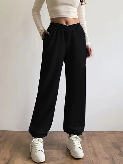 Versatile Women's Solid Loose Jogger Sweatpants for Fall & Winter