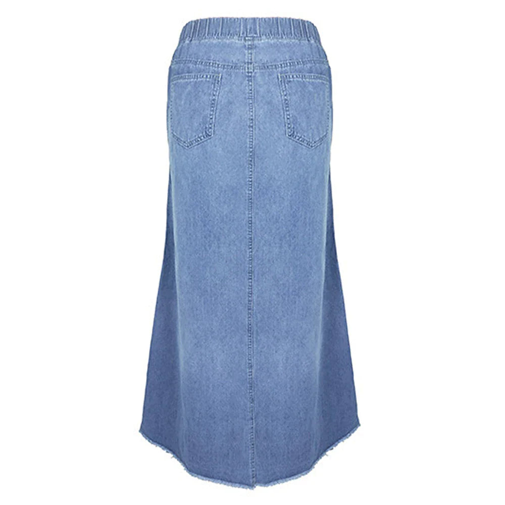 Women's Denim Skirt Maxi Blue Gray Skirts Pocket Fashion Office / Career Casual Daily S M L