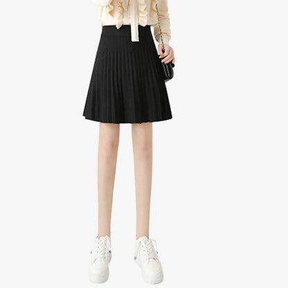 Women's Skirt A Line Mini Pleated Knitting Black Skirts Fashion Casual Street Daily Spring Summer M L XL