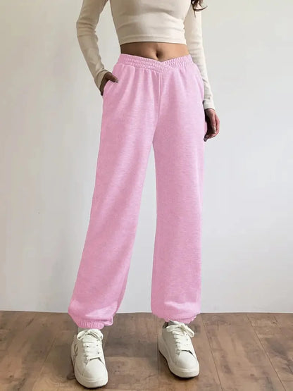 Versatile Women's Solid Loose Jogger Sweatpants for Fall & Winter