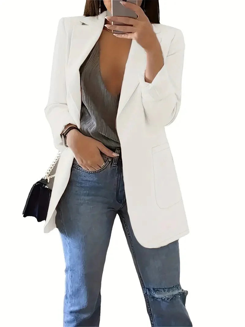 Chic Lapel Blazer Casual Open Front Office Blazer