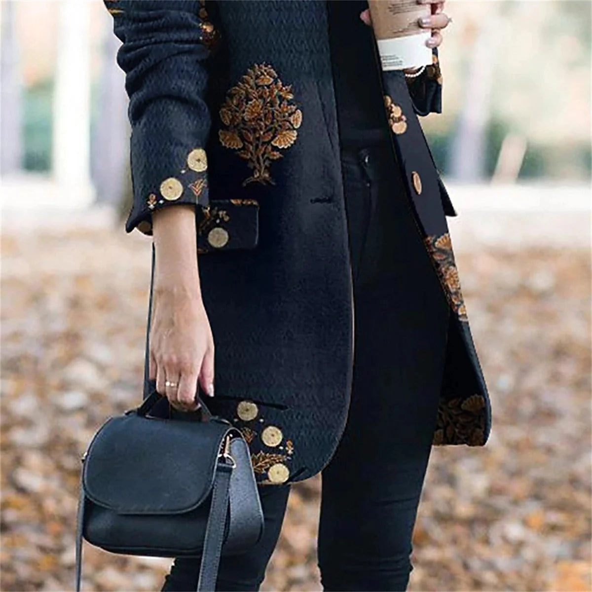 Women's Trench Coat Retro Print Overcoat Winter Pea Coat Fall Stand Collar Outerwear Windproof Warm Modern Casual Trendy Jacket Long Sleeve White Dark Navy Dusty Blue