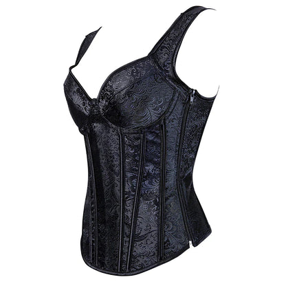 Corset Women's Corsets Halloween Wedding Party Party & Evening Plus Size Black Purple Breathable Overbust Corset Zipper Lace Up Backless Embroidery Tummy Control Flower All Seasons