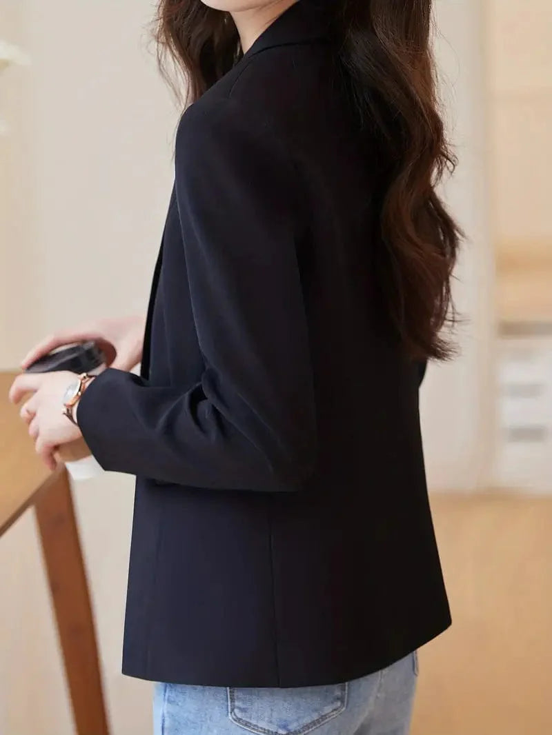 Elegant Long Sleeve Lapel Blazer for Women's Work Office Attire