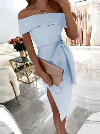 Elegant Off-Shoulder Midi Party Dress for Women