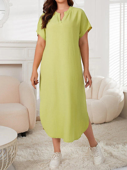 Women's Plus Size Pajamas Sleepwear Nightshirt Sleep Shirt Pure Color Basic Casual Home Bed Polyester V Wire Half Sleeve Summer Spring Green