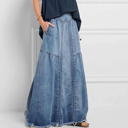 Women's Denim Skirt Maxi Blue Gray Skirts Pocket Fashion Office / Career Casual Daily S M L