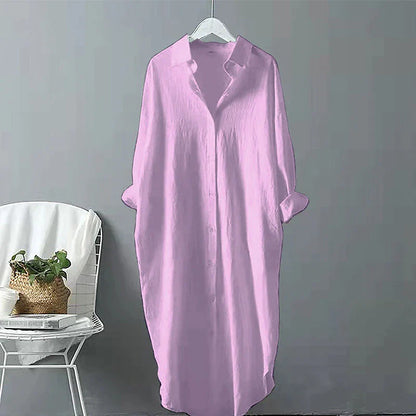 Women's Shirt Dress Casual Dress Shift Dress Maxi long Dress Outdoor Winter Dress Daily Cotton And Linen Basic Casual Shirt Collar Button Long Sleeve Summer Spring Fall 2023 Loose Fit Black White Pink