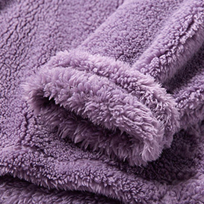 Women's Fleece Flannel Warm Pajamas Sets Fluffy Fuzzy Warm Nighty Pure Color Plush Comfort Home Christmas V Wire Long Sleeve Sweater Pant Elastic Waist Fall Winter Gray Purple / Lace Up