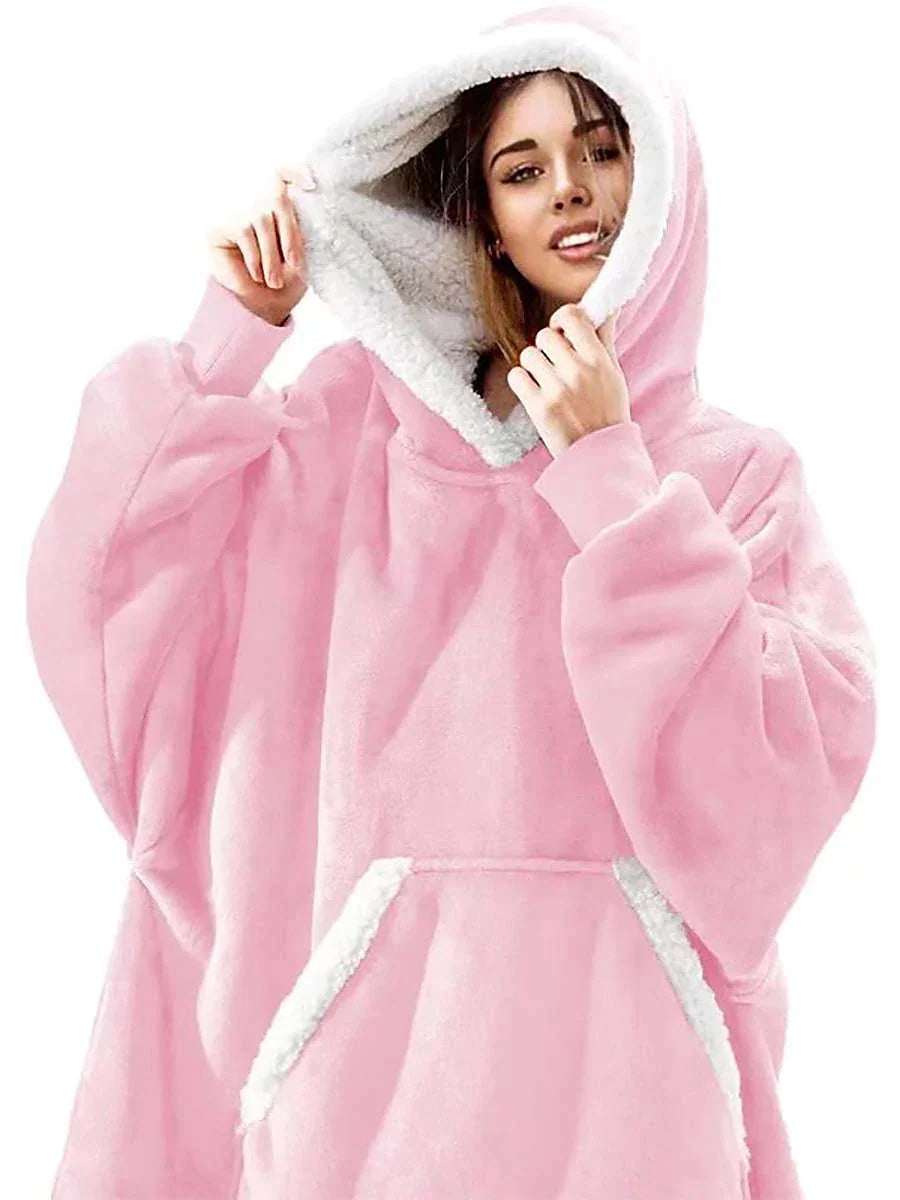 Women's Wearable Blanket Hoodie Blanket Pajamas Loungewear Nightgown Sleepwear Pure Color Fashion Sport Simple Home Daily Bed Polyester Warm Pullover Long Sleeve Hoodie Fall Winter Black Light Green