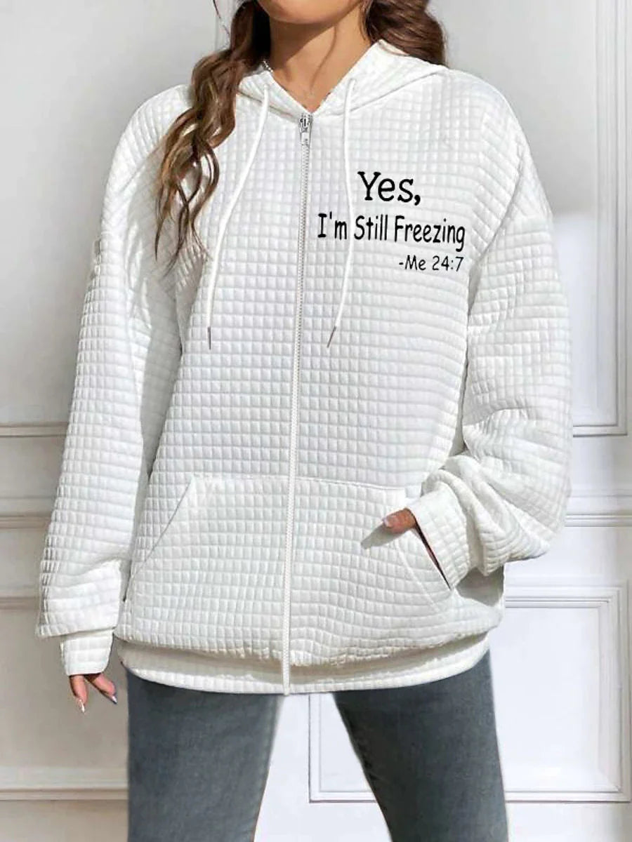 Women's Hoodied Jacket Outdoor clothing Print Letter Breathable Fashion Regular Fit Outerwear Long Sleeve Spring White S