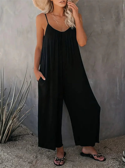 MsDressly Jumpsuits Boho Spaghetti Ruched Sleeveless Wide-Leg Jumpsuit JUM231012086BLAS(4)