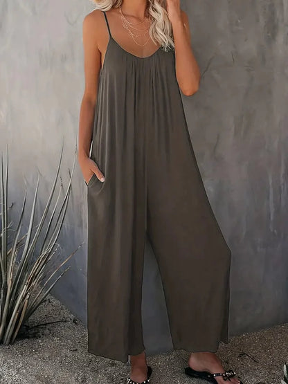 MsDressly Jumpsuits Boho Spaghetti Ruched Sleeveless Wide-Leg Jumpsuit JUM231012086GRYS(4)