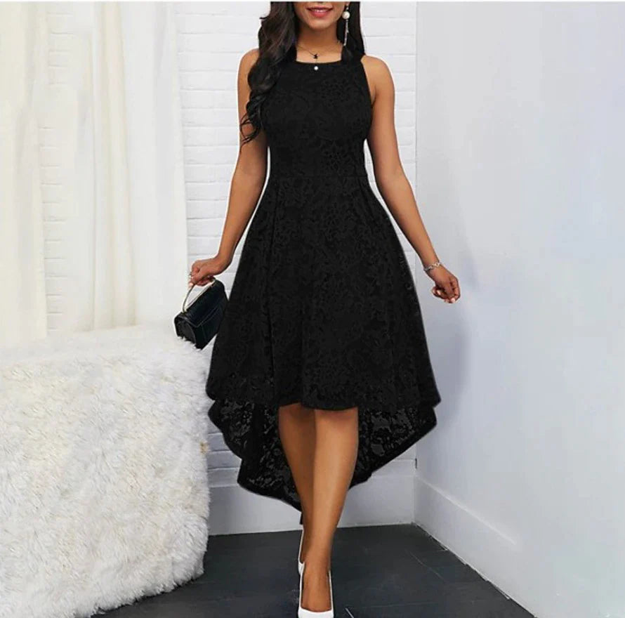 Women's Black Dress Cocktail Dress Black Lace Dress Party Dress Midi Dress Wine Royal Blue Fall Spring Crew Neck Elegant Office Wedding Guest