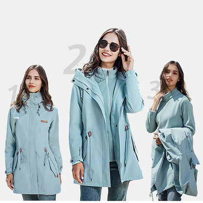 Women's Hiking 3-in-1 Jackets Ski Jacket Waterproof Hiking Jacket Winter Outdoor Thermal Warm Waterproof Windproof Detachable Fleece Outerwear Winter Fleece Jacket Trench Coat Ski / Snowboard Fishing