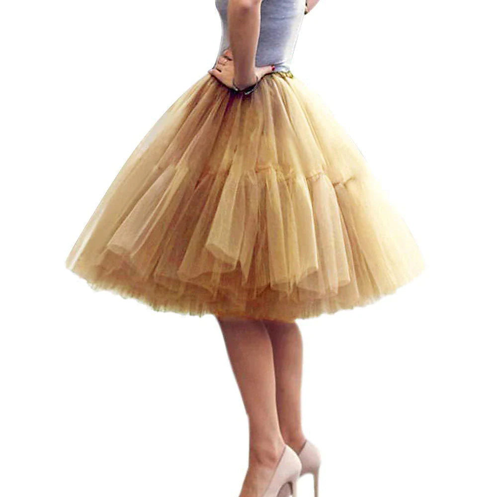 Women's Skirt Swing Mini Tulle White Yellow Fuchsia Gold Skirts Layered Tulle Party Daily Street One-Size