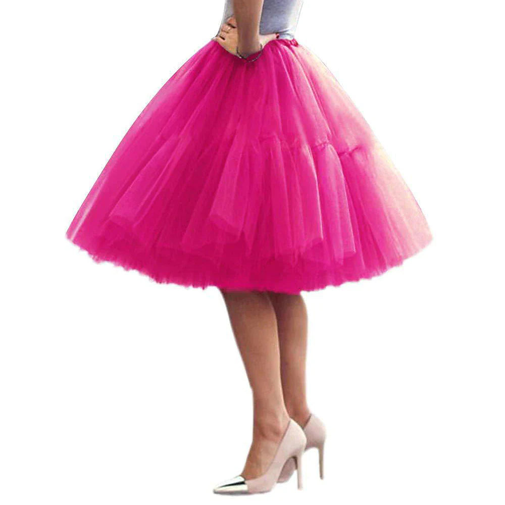 Women's Skirt Swing Mini Tulle White Yellow Fuchsia Gold Skirts Layered Tulle Party Daily Street One-Size