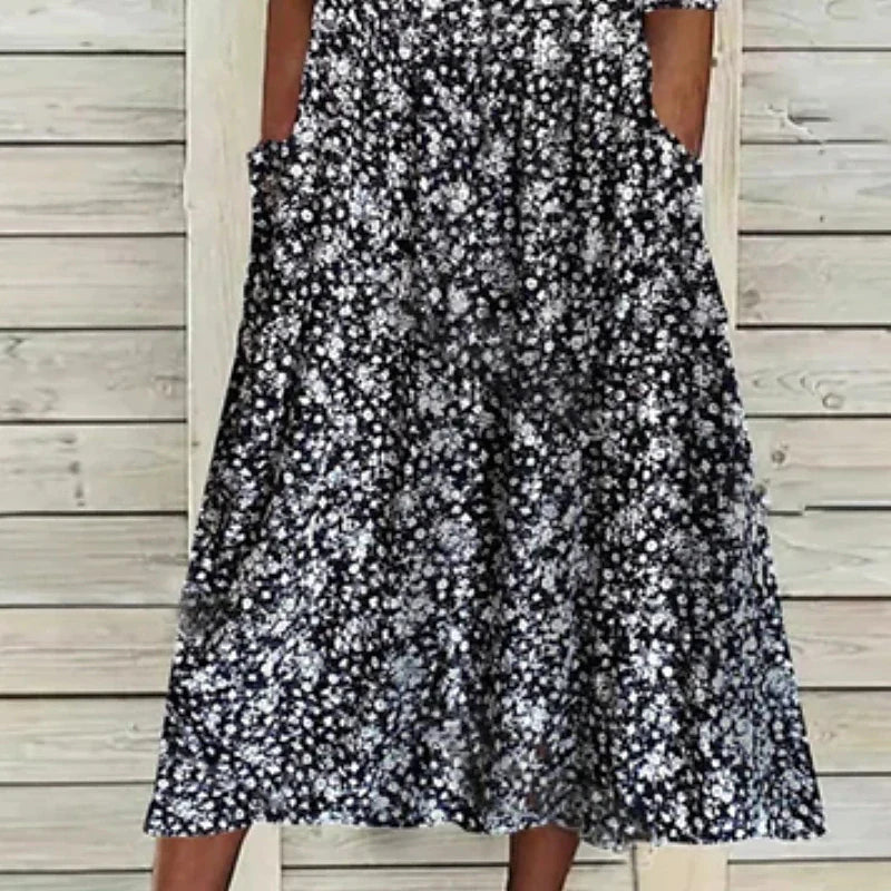 Women's Casual Dress Sheath Dress Floral Dress Midi Dress Black Half Sleeve Floral Ruched Spring Summer V Neck Casual Weekend 2023 S M L XL XXL 3XL