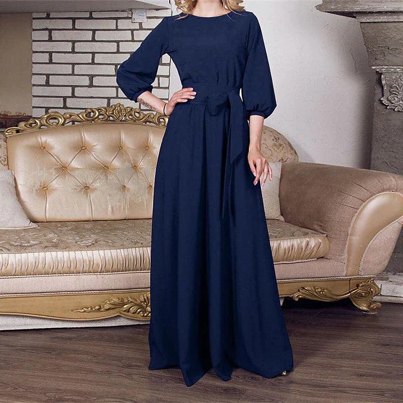 Women‘s Formal Party Dress Green Black Blue Purple Wine Dusty Blue Red Long Sleeve Plain Ruched Lace up Fall Winter Crew Neck Elegant Party 2023 S M L XL XXL 3XL 4XL 5XL