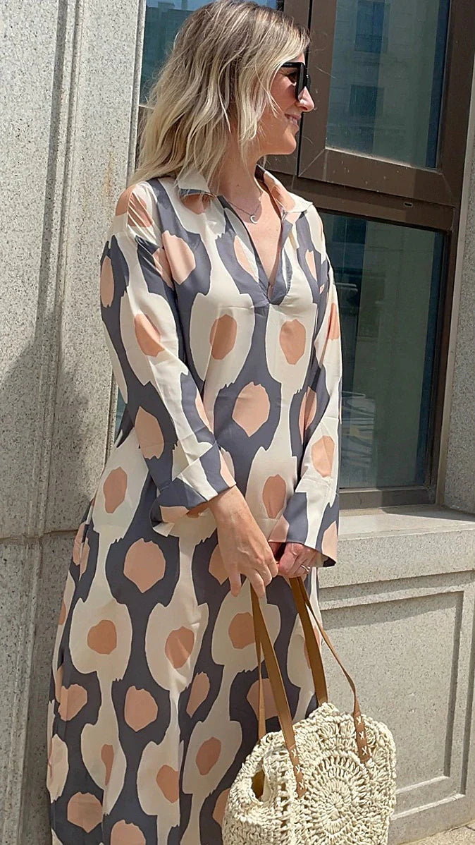 Women's Casual Dress Print Dress Geometric Print Split V Neck Maxi long Dress Fashion Streetwear Outdoor Daily Long Sleeve Regular Fit Black Red Green Summer Spring S M L XL XXL