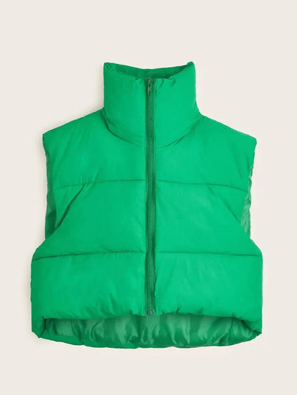 Solid Lightweight Thermal Layer Sleeveless Zip-Up Vest Coat COA231012020GRNS(4) Green / S(4)