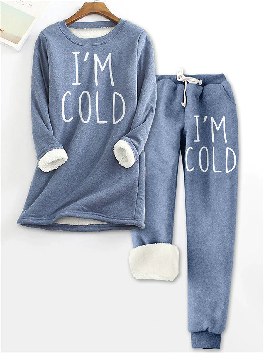 Women's Fleece Pajama Sets Lounge Sets Letter Warm Comfort Soft Home Daily Bed Fleece Warm Breathable Crew Neck Long Sleeve Pullover Pant Elastic Waist Fall Winter Blue