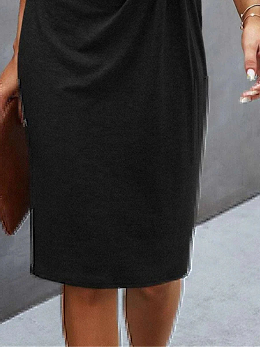 Women's Casual Dress Sheath Dress Knot Front Crew Neck Midi Dress Fashion Basic Daily Date Short Sleeve Regular Fit Black Green Gray Summer Spring S M L XL XXL