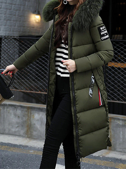 Women's Parka Outdoor Valentine's Day Street Fall Winter Long Coat Regular Fit Windproof Warm Comtemporary Stylish Casual Jacket Long Sleeve Plain with Pockets Full Zip Black Pink Army Green