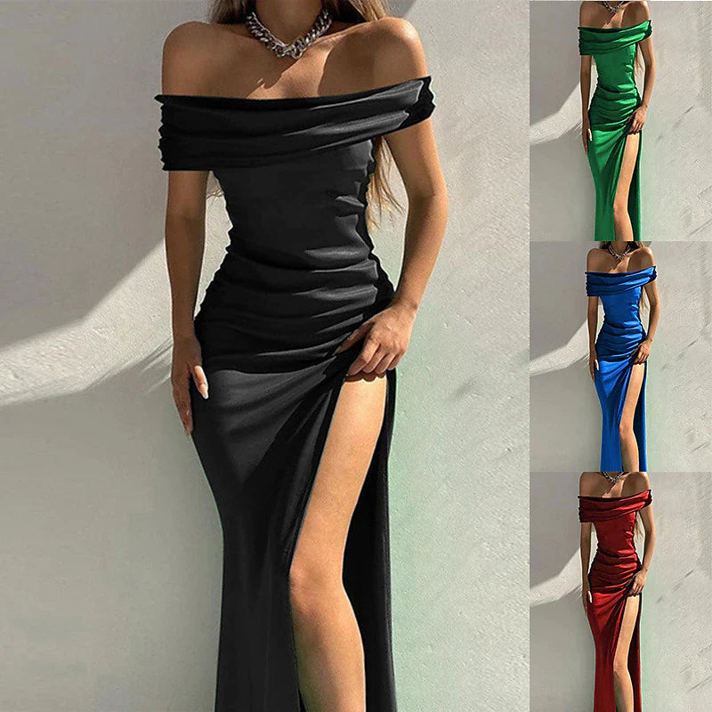 Women‘s Little Black Dress Prom Dress Party Dress Long Dress Maxi Dress Black Wine Blue Sleeveless Ruched Summer Spring Fall Off Shoulder Fashion Wedding Guest Black Cocktail Dress