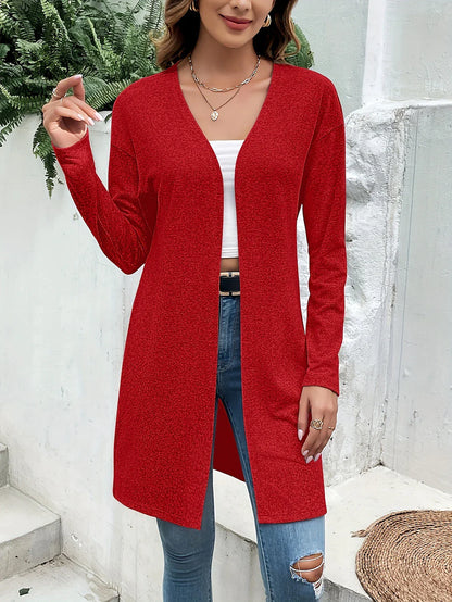 Women's Coat Windproof Warm Outdoor Street Daily Wear Going out Oversized Cardigan Collarless Fashion Daily Modern Street Style Solid Color Regular Fit Outerwear Long Sleeve Fall Winter Red S M L XL