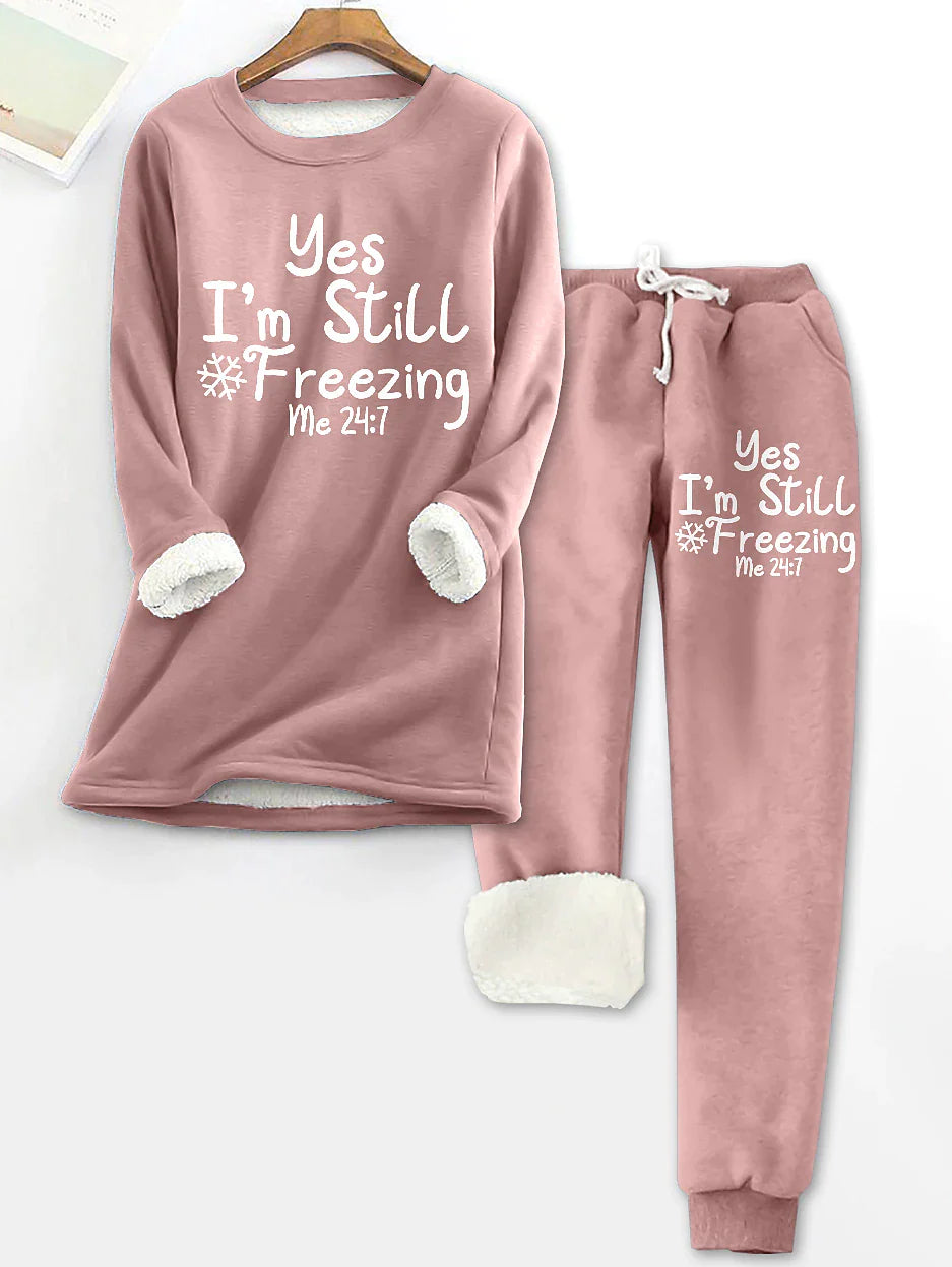 Women's Pajama Top and Pant Letter Warm Comfort Soft Home Daily Bed Fleece Warm Breathable Crew Neck Long Sleeve Pullover Pant Elastic Waist Fall Winter Pink Blue