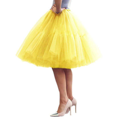 Women's Skirt Swing Mini Tulle White Yellow Fuchsia Gold Skirts Layered Tulle Party Daily Street One-Size