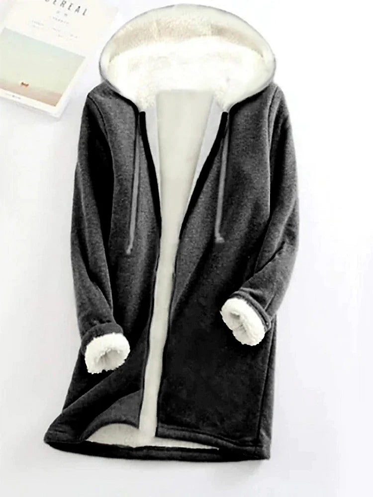 Women's Zip Up Sweatshirt Fleece Jacket Sherpa Fleece Lined Solid Color Warm Fuzzy Drawstring Zip Up Black Gray Casual Sports Hoodie Long Sleeve Top Micro-elastic Fall & Winter