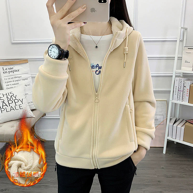 Women's Fleece Lined Jacket Sherpa Jacket Winter Heated Jacket Warm Sport Zip up Teddy Jacket Outerwear Long Sleeve Sky Blue Fuchsia Beige S M L XL 2XL 3XL