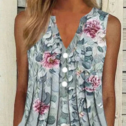 Women's Casual Dress Midi Dress Gray Sleeveless Floral Ruched Spring Summer V Neck Elegant Weekend 2023 S M L XL XXL 3XL