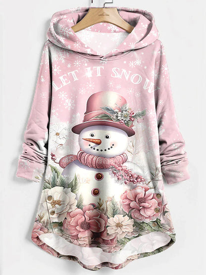 Women's Hoodie Sweatshirt Pullover Santa Claus Snowman Sportswear Festival Print Pink Blue Loose Fit Casual Sports Hoodie Long Sleeve Top Micro-elastic Fall & Winter