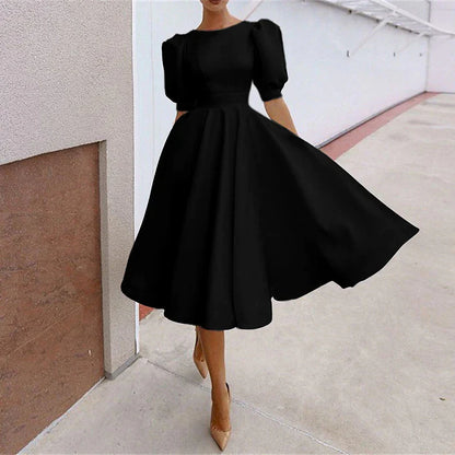 Women's Party Dress Casual Dress Swing Dress Midi Dress Black White Pink Short Sleeve Pure Color Backless Summer Spring Crew Neck Party Party Birthday Spring Dress 2023 S M L XL 2XL