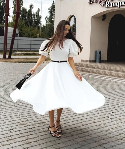 Women's Party Dress Casual Dress Swing Dress Midi Dress Black White Pink Short Sleeve Pure Color Backless Summer Spring Crew Neck Party Party Birthday Spring Dress 2023 S M L XL 2XL