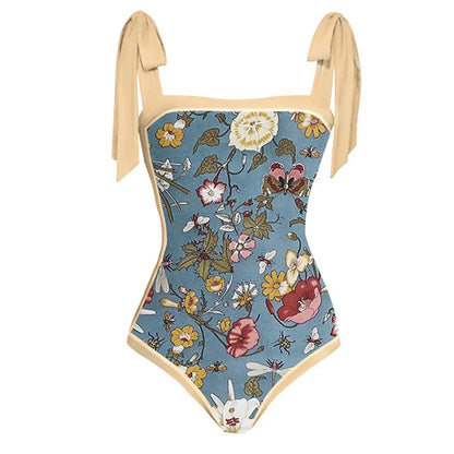 Women's Swimwear One Piece Beach Bottom Normal Swimsuit 2 Piece Printing Floral Yellow Navy Blue Blue Orange Beige Bodysuit Bathing Suits Sports Beach Wear Summer