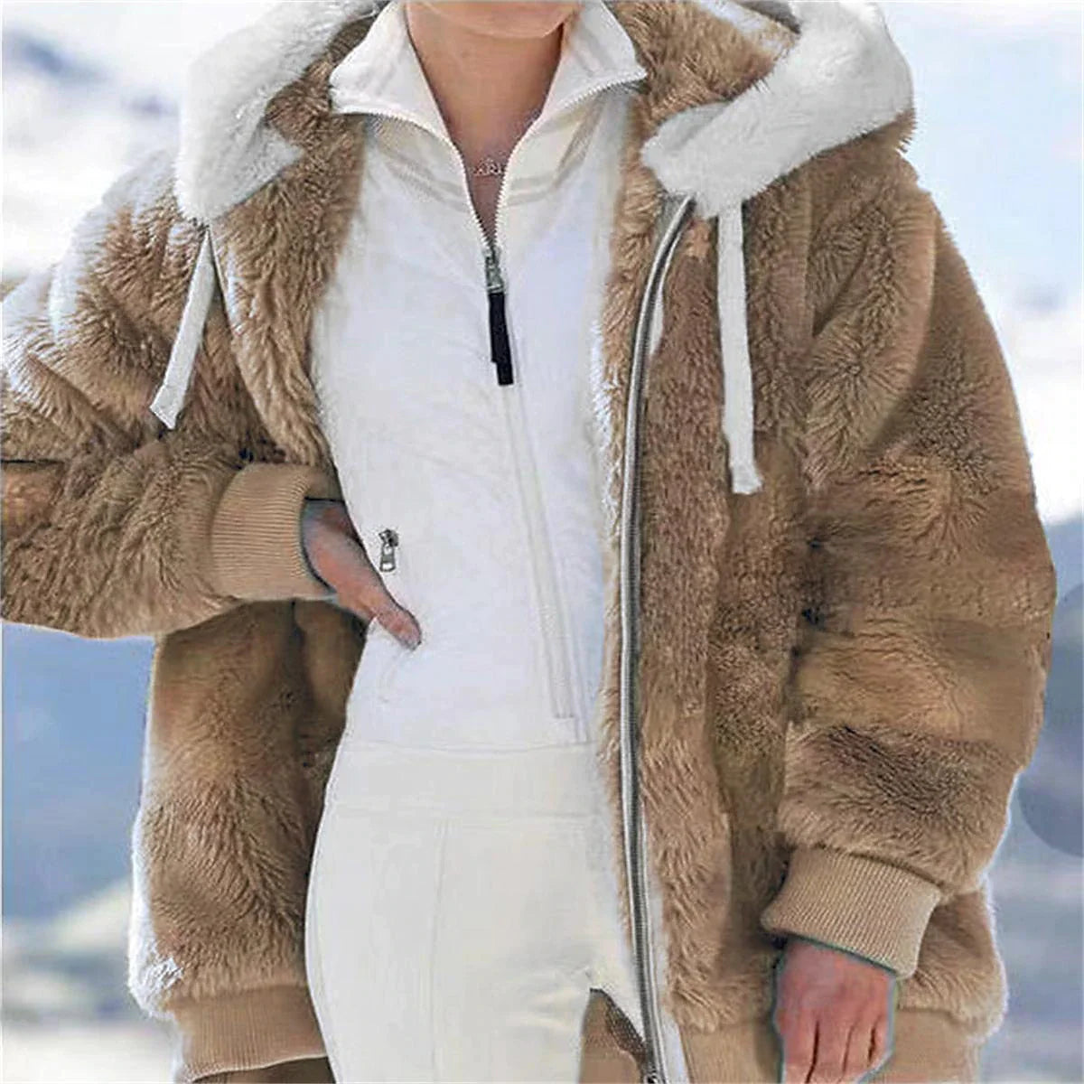 Women's Fleece Jacket Sherpa Jacket Teddy Coat Outdoor Street Daily Wear Fall Winter Regular Coat Regular Fit Windproof Warm Comtemporary Stylish Plush Jacket Long Sleeve Plain Full Zip Black