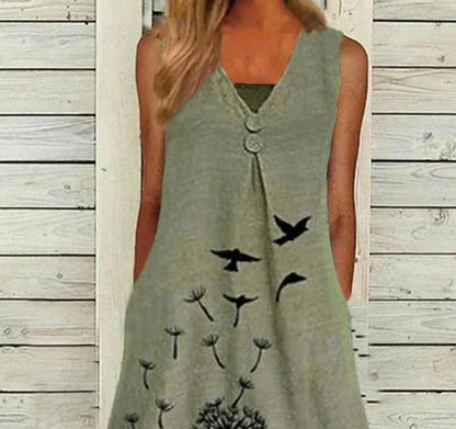 Women's Casual Dress A Line Dress Midi Dress Green Sleeveless Floral Print Summer Spring V Neck Fashion 2023 S M L XL XXL 3XL