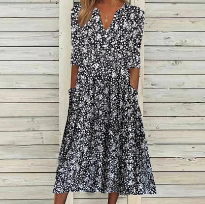 Women's Casual Dress Sheath Dress Floral Dress Midi Dress Black Half Sleeve Floral Ruched Spring Summer V Neck Casual Weekend 2023 S M L XL XXL 3XL