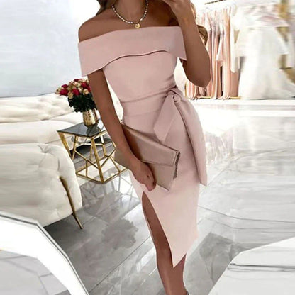 Elegant Off-Shoulder Midi Party Dress for Women