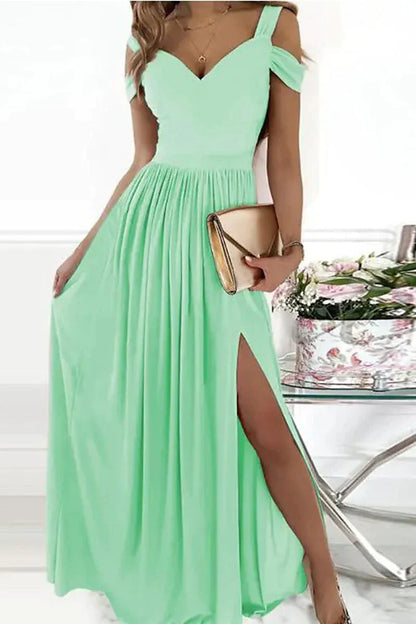 Women‘s Party Dress Homecoming Dress Swing Dress Long Dress Maxi Dress Green Pink Light Green Short Sleeve Pure Color Cold Shoulder Spring Summer V Neck Romantic Party 2023 S M L XL XXL