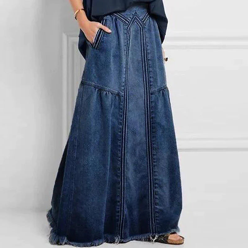 Women's Denim Skirt Maxi Blue Gray Skirts Pocket Fashion Office / Career Casual Daily S M L