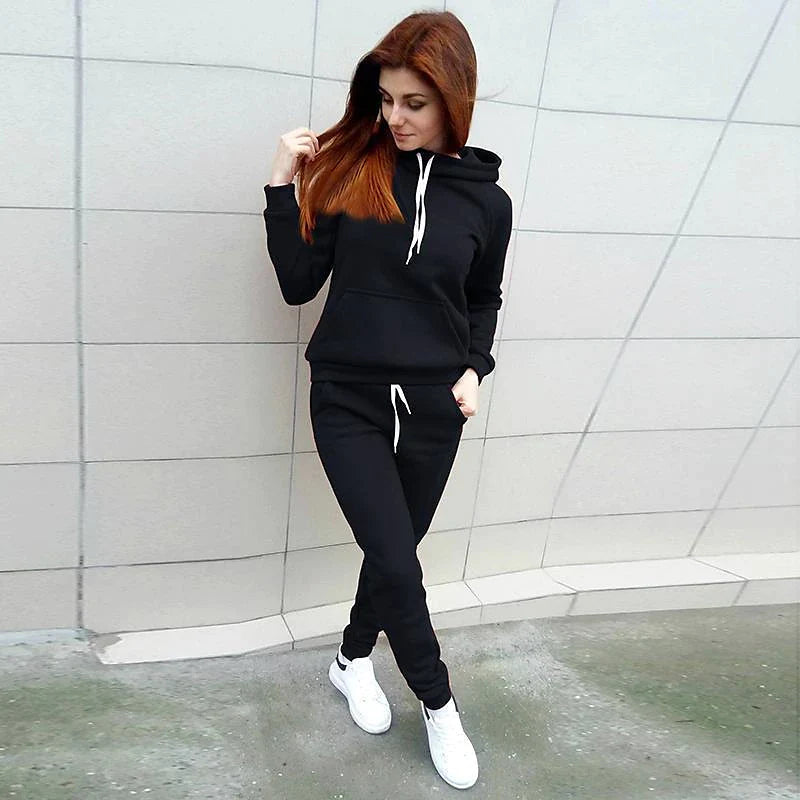 Women's Tracksuit Sweatsuit Winter Lace up Drawstring Solid Color Hoodie claret Pink Fleece Yoga Running Sport Activewear / Athletic / Athleisure