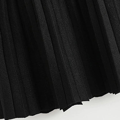 Women's Skirt A Line Mini Pleated Knitting Black Skirts Fashion Casual Street Daily Spring Summer M L XL