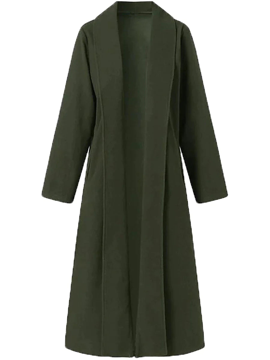 Women's Long Coat Overcoat Open Front Trench Coat Warm Winter Coat Long Sleeve with Pockets Oversize Black Army Green Gray