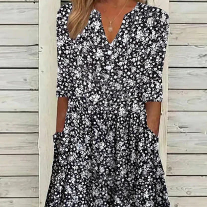 Women's Casual Dress Sheath Dress Floral Dress Midi Dress Black Half Sleeve Floral Ruched Spring Summer V Neck Casual Weekend 2023 S M L XL XXL 3XL