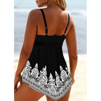 Women's Swimwear Swimdresses Plus Size Swimsuit 2 Piece Printing Graphic Black Blue Bathing Suits Sports Summer